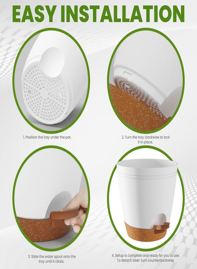 Utopia Home Indoor Self Watering Planters with Drainage Holes and Saucers (White, Pack of 5) - Image 3