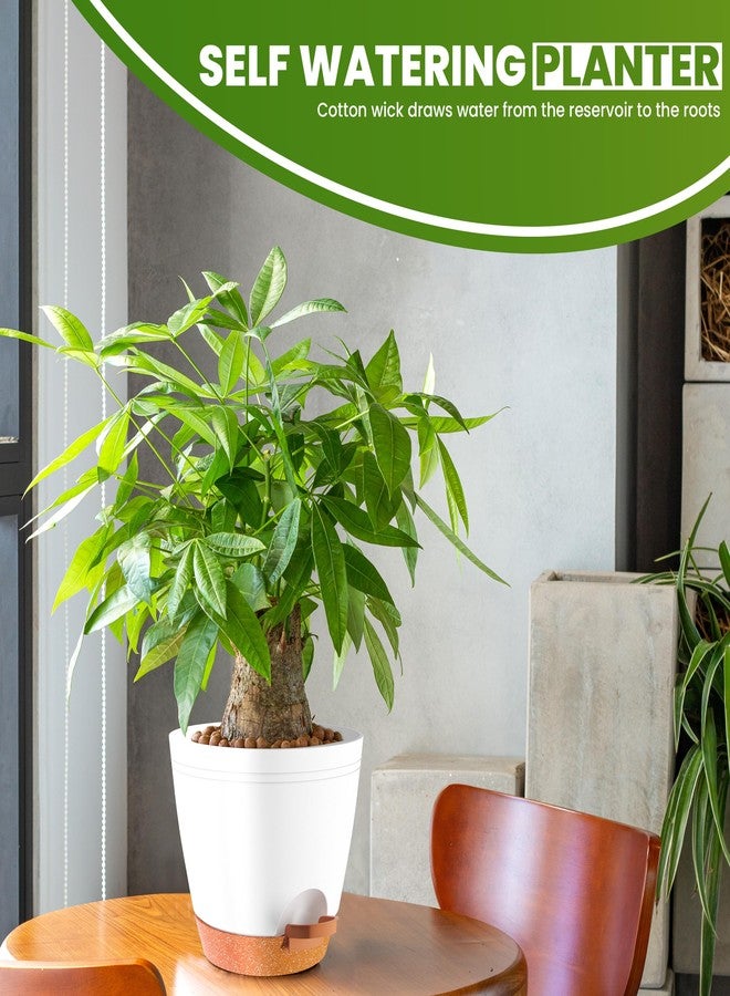 Utopia Home Indoor Self Watering Planters with Drainage Holes and Saucers (White, Pack of 5) - Image 4