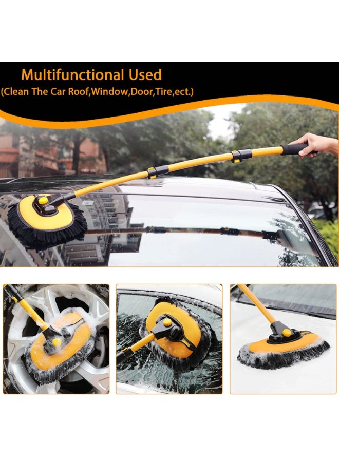 بواو فرشاة تنظيف سيارات منحنية بزاوية 15 درجة مع مقبض تلسكوبي 43 بوصة من سبائك الألومنيوم وممسحة طويلة لغسل الكرفانات والشاحنات والقوارب والمركبات الترفيهية وسقف المركبات الترفيهية برأس شينيل ناعم وممسحة تنظيف لا تضر بالطلاء ولا تسبب خدوشًا - Image 4