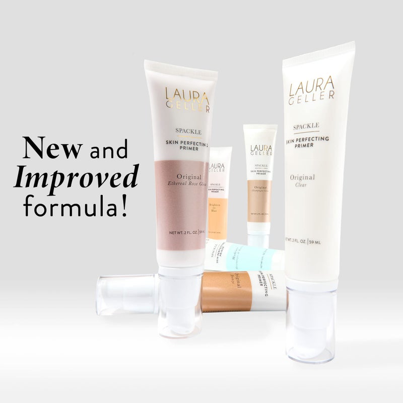 LAURA GELLER NEW YORK Spackle Skin Perfecting Makeup Primer, Hydrate + Airbrush Round Kabuki Brush - Image 3