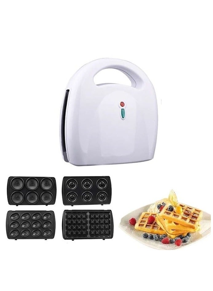 DSB DSP 4 in 1 Pastry Maker 750W KC1131 Four removable plates: waffle, nuts, donuts, shells Phenolic outer shell Stainless steel plate Power switch indicator Overheat protection Aluminum plate with non-stick coating With safety lock - Image 1