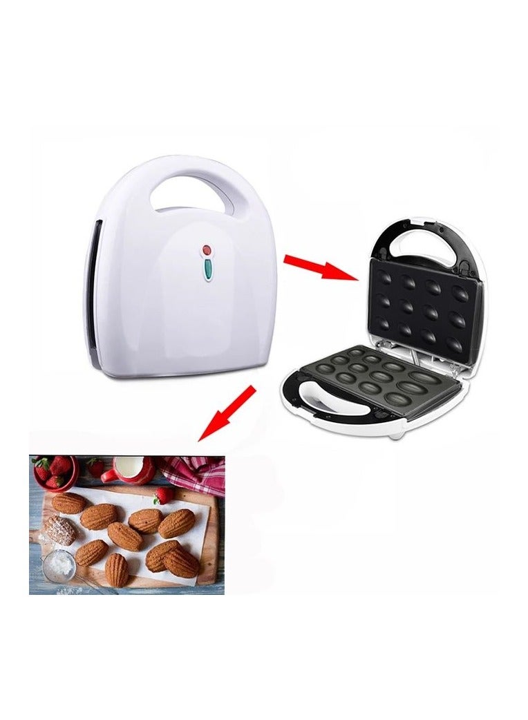 DSB DSP 4 in 1 Pastry Maker 750W KC1131 Four removable plates: waffle, nuts, donuts, shells Phenolic outer shell Stainless steel plate Power switch indicator Overheat protection Aluminum plate with non-stick coating With safety lock - Image 5