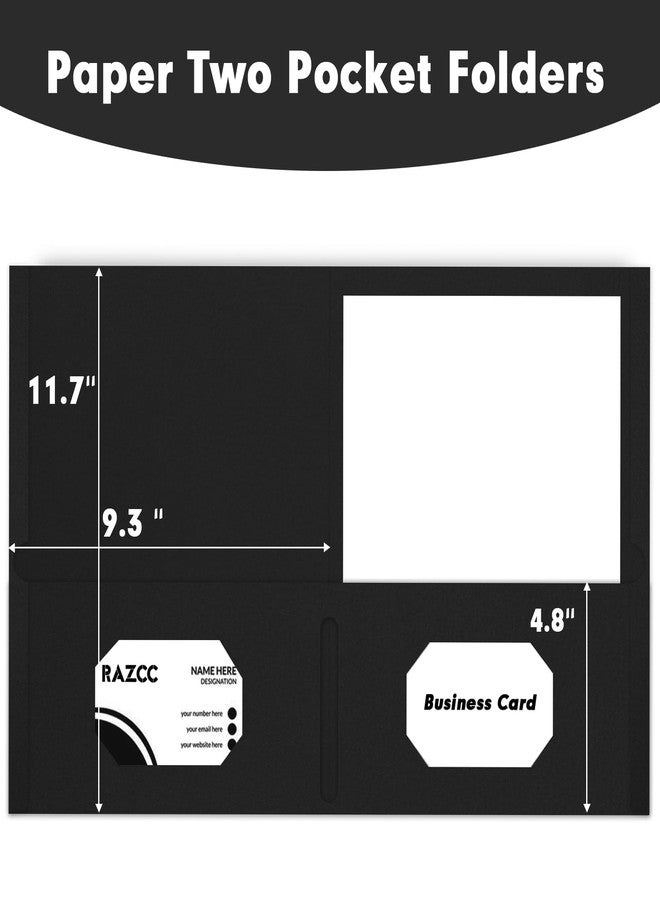 RAZCC Two Pocket Folders, RAZCC 75 Pack 2 Pocket Folders Fit Letter Size Paper, Paper Folders with Pockets for School Office Business Home, Black - Image 2