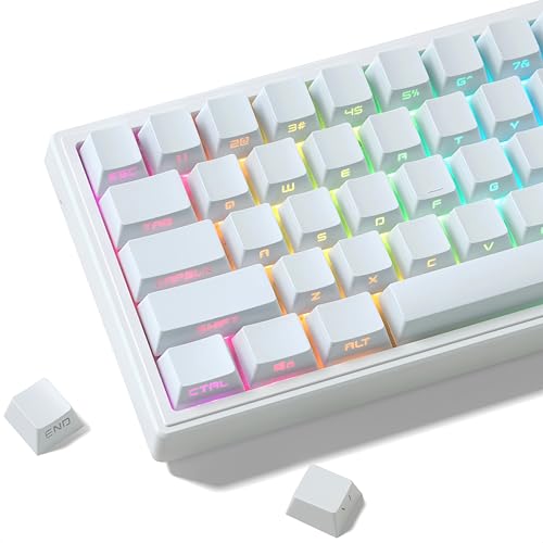 dagaladoo White keycap Set,Shine Through keycaps 60 75 Percent, Japanese Style PBT Key caps,Double Shot Custom keycaps,OEM Profile Keyboard caps for Mechanical Keyboards - Image 1