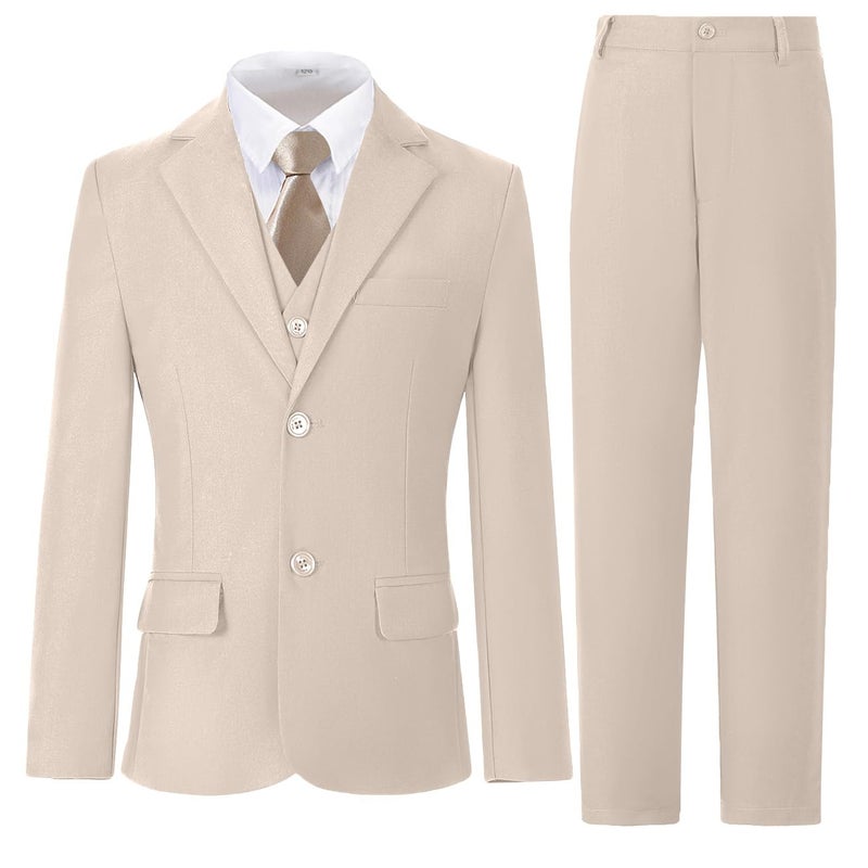 Boys Suit for Kids Champagne Tuxedo Suits Set Dress Clothes for Wedding Prom Boy Graduation Ring Bearer Outfit Size 12
