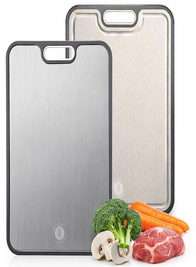 SETTER HOME Titanium Cutting Boards for Kitchen – 100% Pure Titanium Chopping Board, Large Non Slip Metal Double Sided Pure Titanium Cutting Board for Meat, Vegetables & Kitchen Prep - Image 1