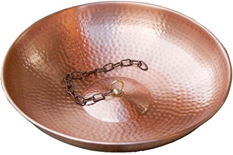 Monarch Rain Chains 17025 Hand Hammered Rain Chain Anchoring Basin Downspout Gutters Decorative Fountain Dish Display for Outdoor Garden, Lawn and Patio Water Feature, 11 inch Diameter, Pure Copper - Image 1