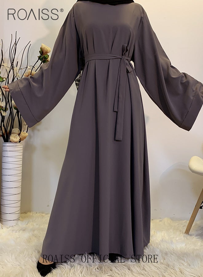 roaiss Abaya Style Robe with Print Design Hotfix Rhinestones Fashionable Color Matching Casual Daily Fashion Versatile - Image 5