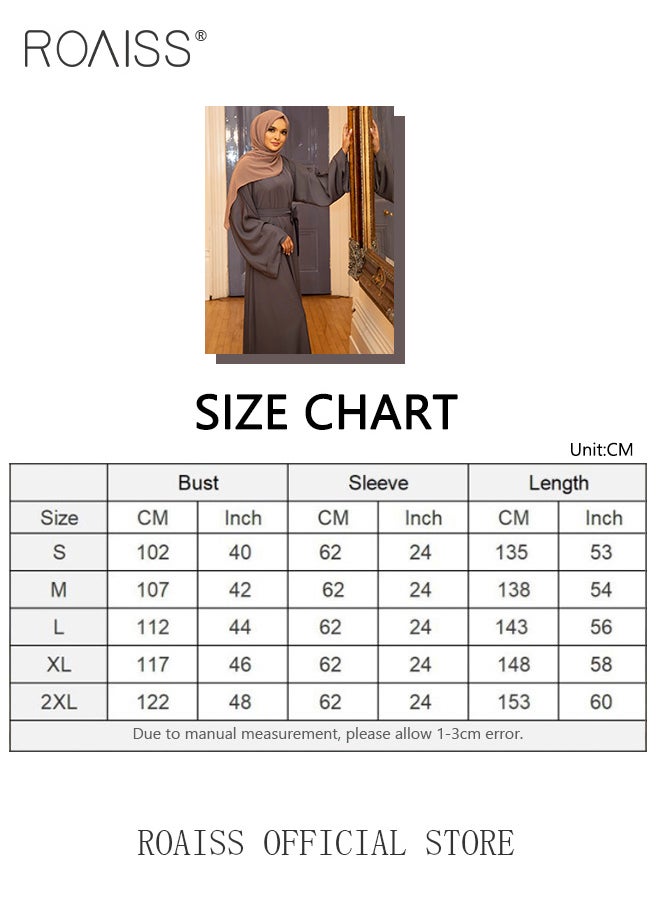 roaiss - Abaya Style Robe with Print Design Hotfix Rhinestones Fashionable Color Matching Casual Daily Fashion Versatile - Image 1