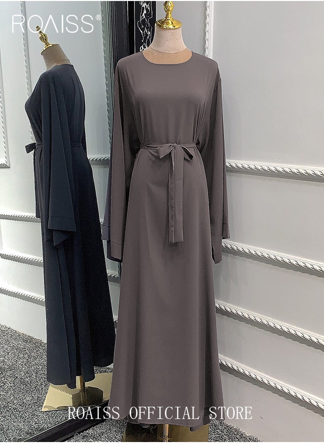 roaiss - Abaya Style Robe with Print Design Hotfix Rhinestones Fashionable Color Matching Casual Daily Fashion Versatile - Image 1