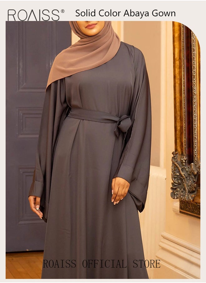 roaiss - Abaya Style Robe with Print Design Hotfix Rhinestones Fashionable Color Matching Casual Daily Fashion Versatile - Image 1