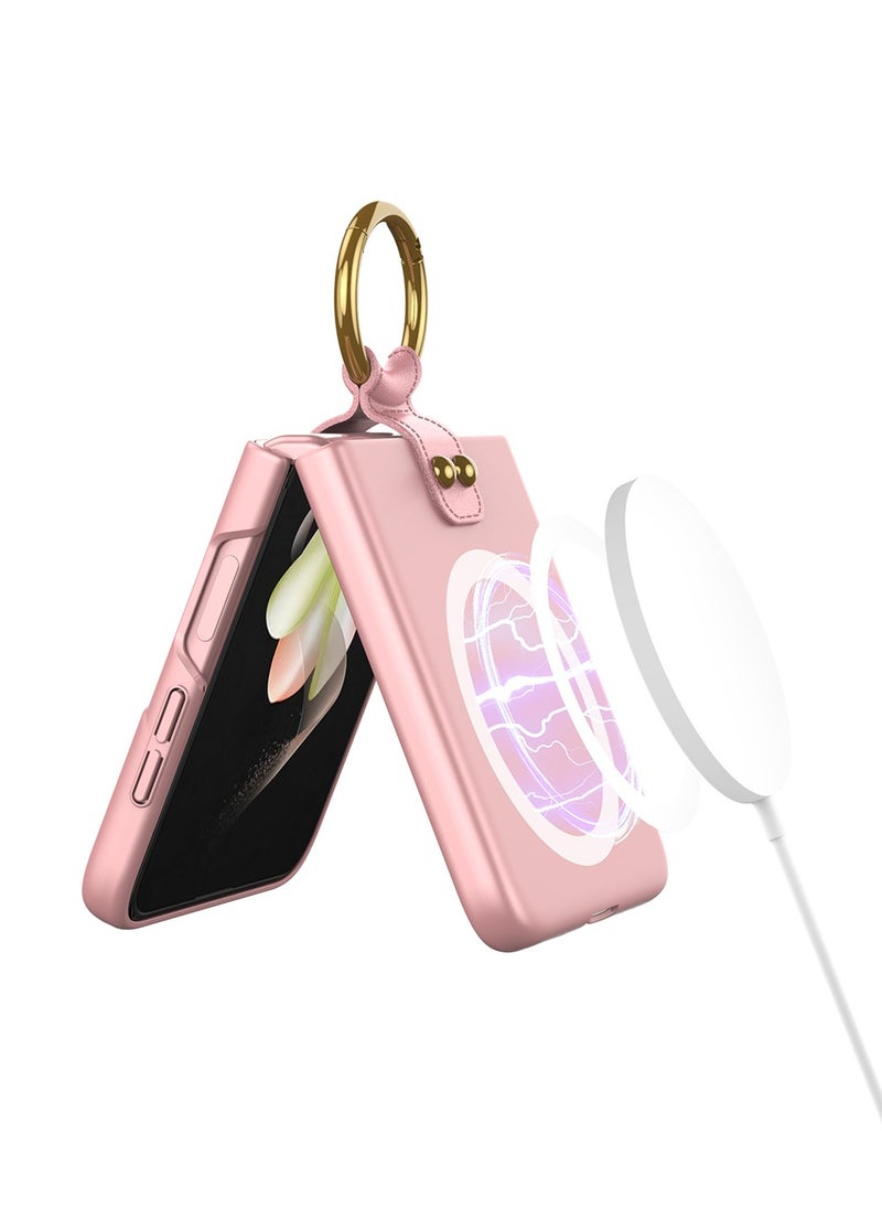 GKK GKK Compatible With Samsung Galaxy Z Flip4 Leather Ulta thin Magesaffe Camira With Ring Magesaffe (Pink)  - Image 2