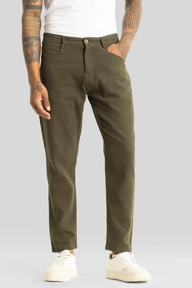 SNITCH Camille Olive Plain Relaxed Fit Chinos