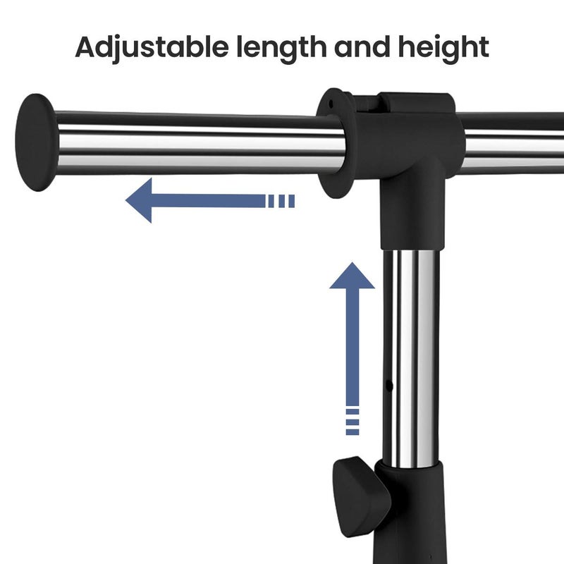 LiaMeE Adjustable Clothing Rack for Hanging Clothes, Heavy Duty Garment Rack with Wheelsï¼ŒFree Standing Rolling Clothes Rack with Shelf & Grid, Easy Assembly Standard Rod, Black & Chrome - Image 3