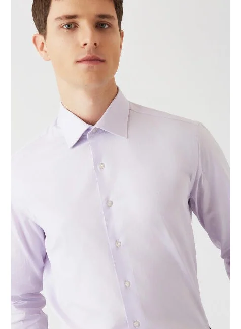 Bisse Men's Modern Fit Long Sleeve Classic Shirt LILA GM22Y221141_D44