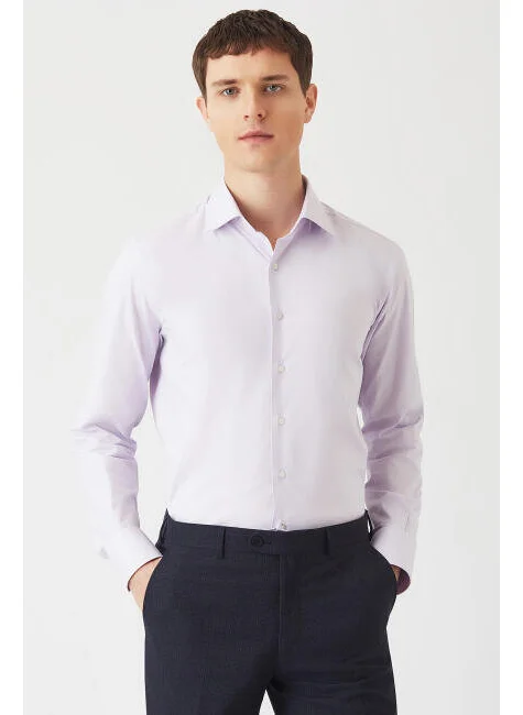 Bisse Men's Modern Fit Long Sleeve Classic Shirt LILA GM22Y221141_D44