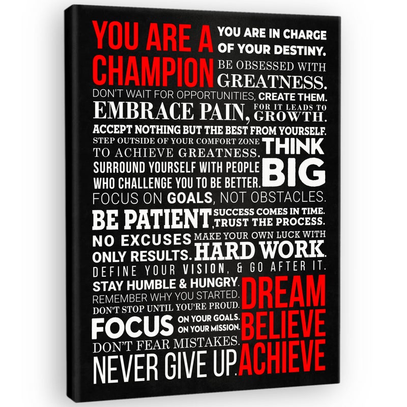 Home Trove بوستر تحفيزي لشعار البطل - 12 × 16 بوصة ديكور فني ملهم لغرفة النوم، المكتب، الصالة الرياضية - قماش مؤطر - Image 5