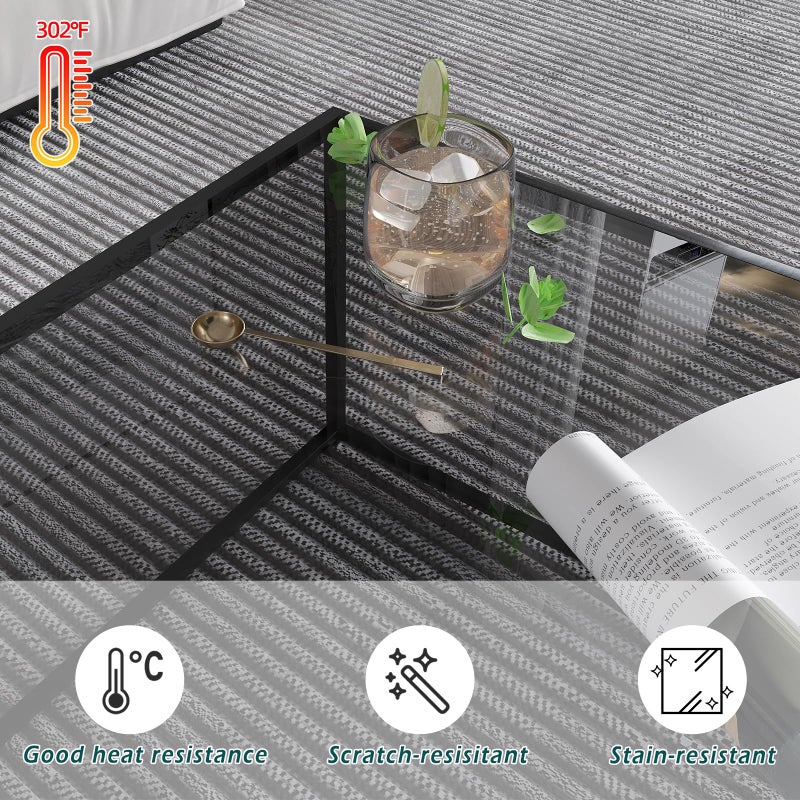 Easy Paws Glass Coffee Tables for Living Room Square Modern Center Table for Small Space,Tempered Glass-top with Sturdy Metal Frame Sofa Side End Table, Easy Assembly,26.4 x 26.4 x 15.7 Inches, Gray Black - Image 2
