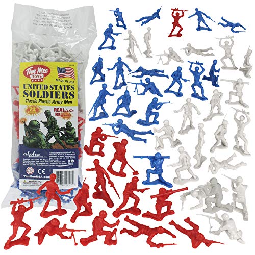 Tim Mee Toy TimMee Plastic Army Men  Red White  Blue 72pc Soldier Figures  Made in USA - Image 1