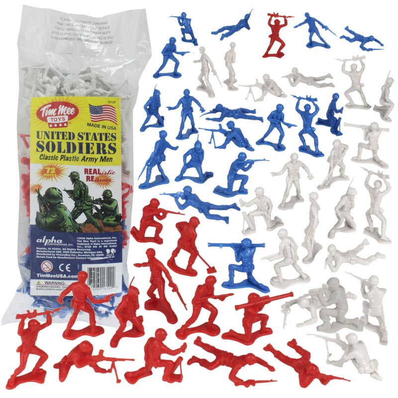 Tim Mee Toy TimMee Plastic Army Men  Red White  Blue 72pc Soldier Figures  Made in USA - Image 2