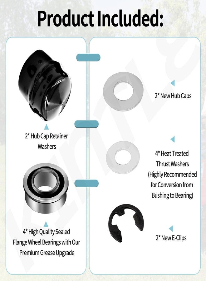 KINTLE 9040H Front Wheel Bushing to Bearing Conversion Kit Compatible with Craftsman, Poulan, Husqvarna, Jonsered, Murray Lawn Mower Fits 532009040, 532124959, 91334, 491334MA, 5920H, 9040HR, 9040N - Image 2