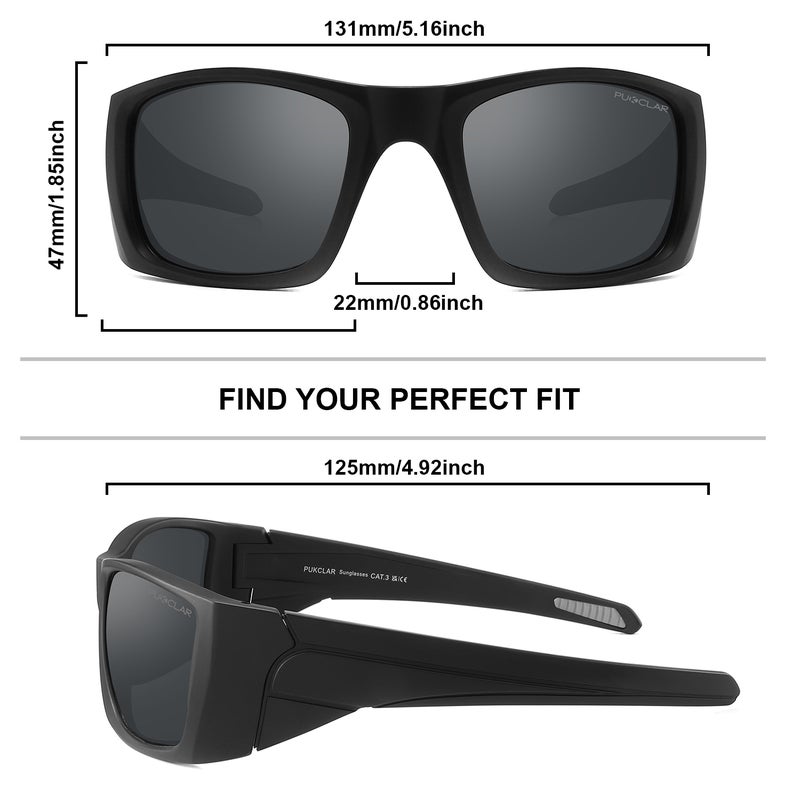 بوكيلار PUKCLAR Professional Men's Fishing Sunglasses - TR90 Ultra-Light Polarized العدسة، حماية UV400، معابد مطاطية مضادة للانزلاق، وضوح HD للصيادين والرياضات في الهواء الطلق - Image 2