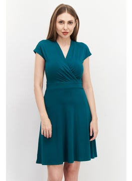 Zero Women Plain Mini Dress, Dark Green  - Image 1