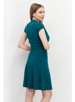 Zero Women Plain Mini Dress, Dark Green  - Image 4