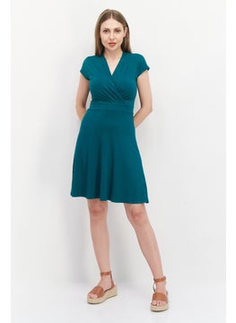 Zero Women Plain Mini Dress, Dark Green  - Image 3