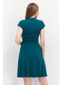 Zero Women Plain Mini Dress, Dark Green  - Image 2