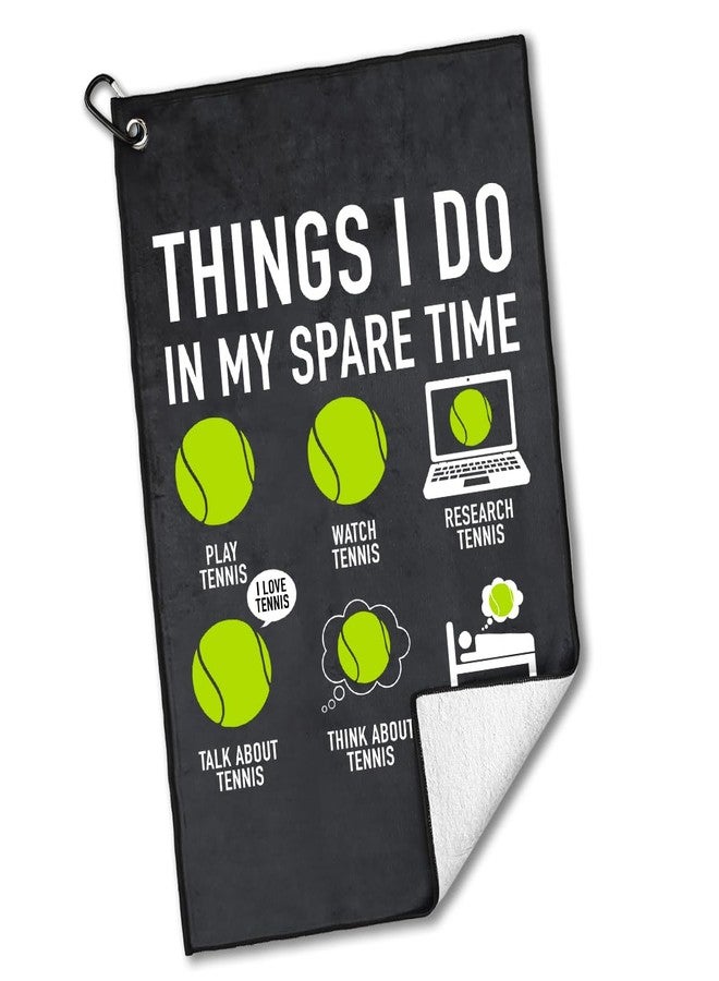 rofiowa Things I Do in My Spare Time Polyester and Cotton Blend Printed Tennis Towel, Funny Tennis Accessories Gifts for Men Women Boy Friends, Tenniss Lover Father's Day Christmas Birthday Gifts - Image 1