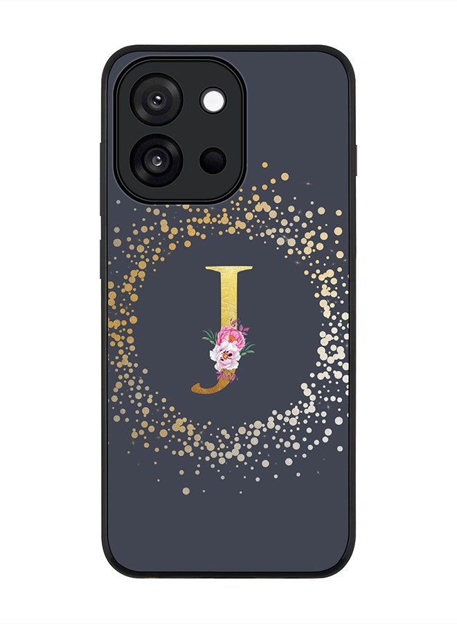 Stylizedd For OnePlus 13s / 13T Case,Slim fit Camera Protection, Shockproof Thin Phone cover  - Custom Monogram Floral - J  (Grey )