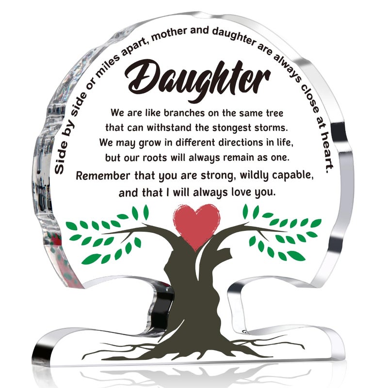 WELLBANEE Daughter Gift from Mom Dad  Birthday Gifts for Daughter from Mother Father  Inspirational Christmas Gifts for Dear Daughter  Decoration Gift to My Daughter Acrylic Tree Desk Signs Plaque Home Decor - Image 1