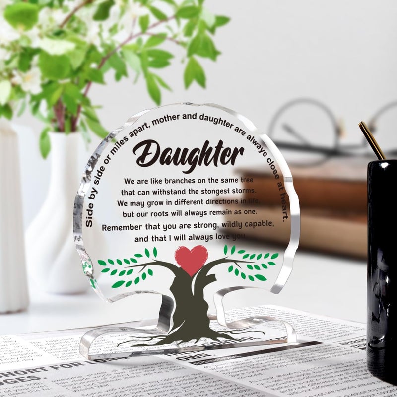 WELLBANEE Daughter Gift from Mom Dad  Birthday Gifts for Daughter from Mother Father  Inspirational Christmas Gifts for Dear Daughter  Decoration Gift to My Daughter Acrylic Tree Desk Signs Plaque Home Decor - Image 3