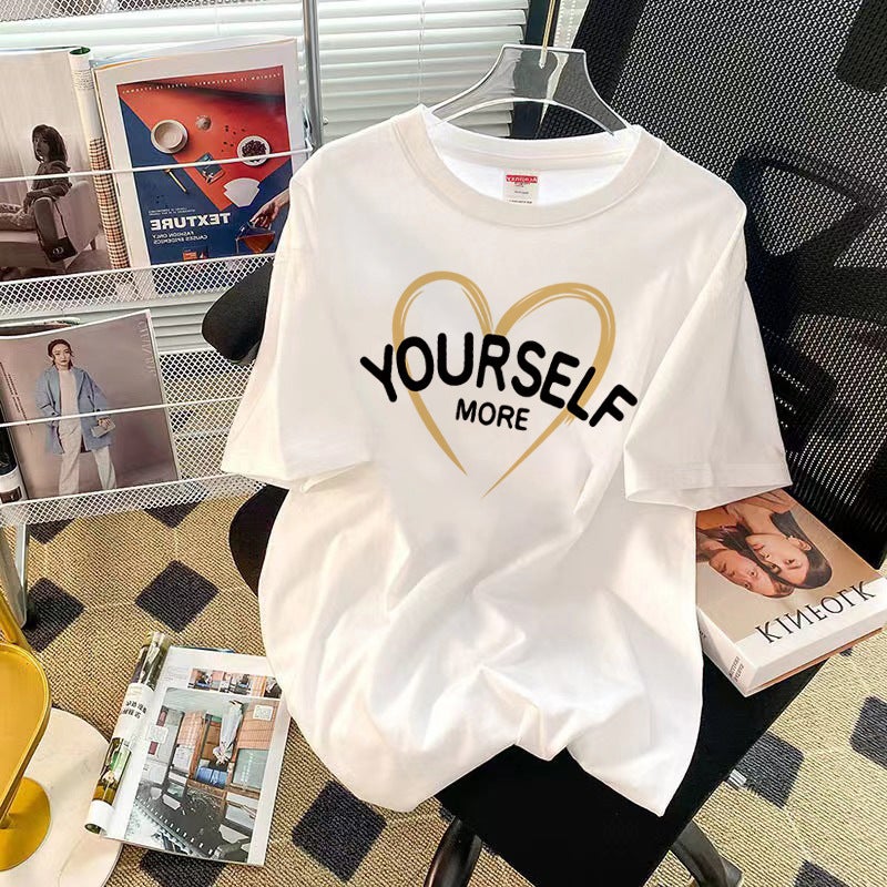 2025 Spring New Pure Cotton Printed Short-Sleeved T-Shirt For Women Ins Popular Loose And Versatile Niche Women'S Tops - Image 3