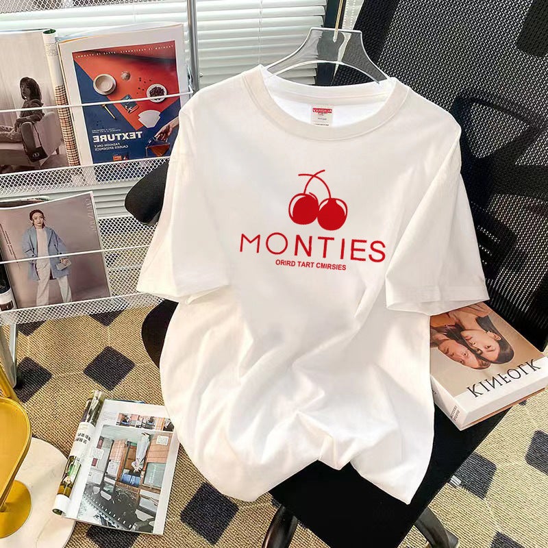 2025 Spring New Pure Cotton Printed Short-Sleeved T-Shirt For Women Ins Popular Loose And Versatile Niche Women'S Tops - Image 5