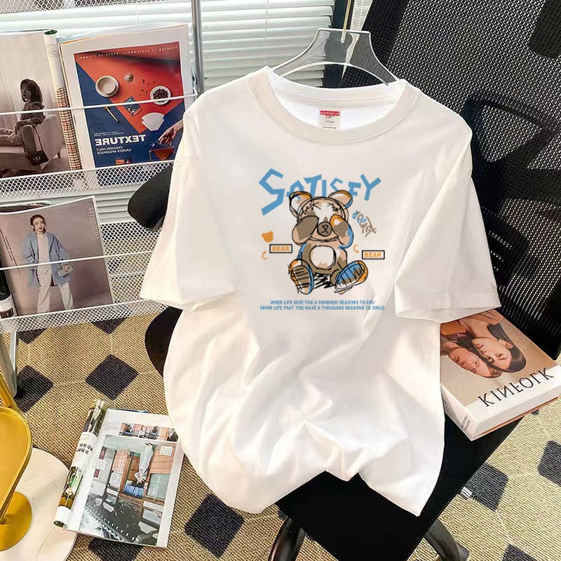 2025 Spring New Pure Cotton Printed Short-Sleeved T-Shirt For Women Ins Popular Loose And Versatile Niche Women'S Tops - Image 4