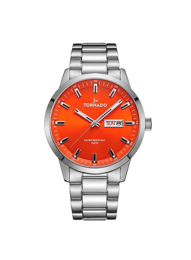 تورنيدو TORNADO SPECTRA Men's Analog Orange Sunburst Dial Watch - T23001-SBSO