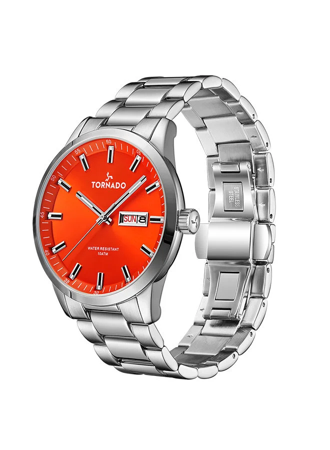 تورنيدو TORNADO SPECTRA Men's Analog Orange Sunburst Dial Watch - T23001-SBSO