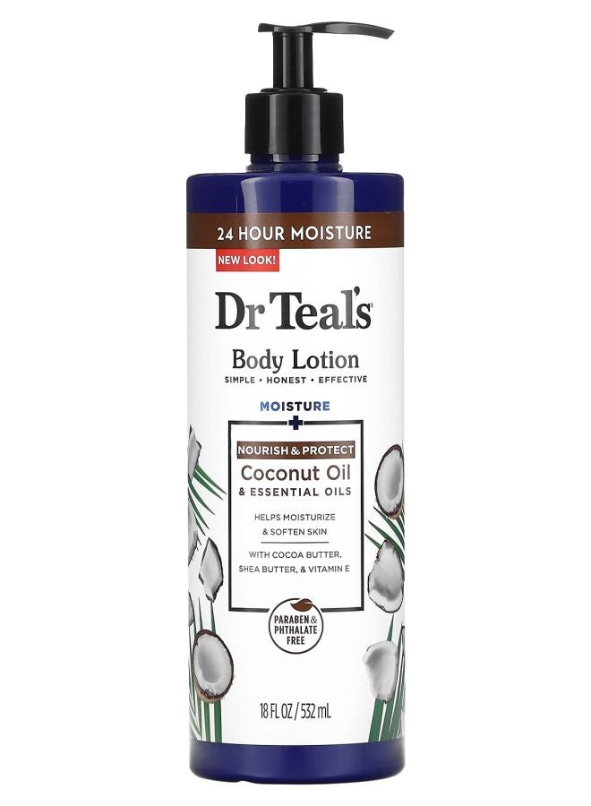Dr. Teal's Inc Body Lotion Nourish & Protect Coconut Oil & Essential Oils 18 fl oz (532 ml)