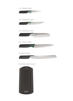 Joseph Joseph Elevate Knives 5 Pcs Carousel Set Editions Sage and Green Black  - Image 4