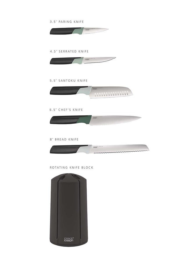 Joseph Joseph Elevate Knives 5 Pcs Carousel Set Editions Sage and Green Black  - Image 4