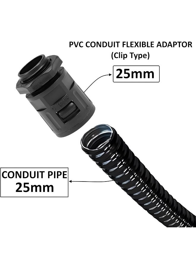 Biella Biella 5PCS PVC Conduit Flexible Adaptor (Clip Type) â€“ 25mm Cable Gland Connector for Corrugated Tubing, Quick-Install Electrical Fittings for Panels & Enclosures  - Image 3