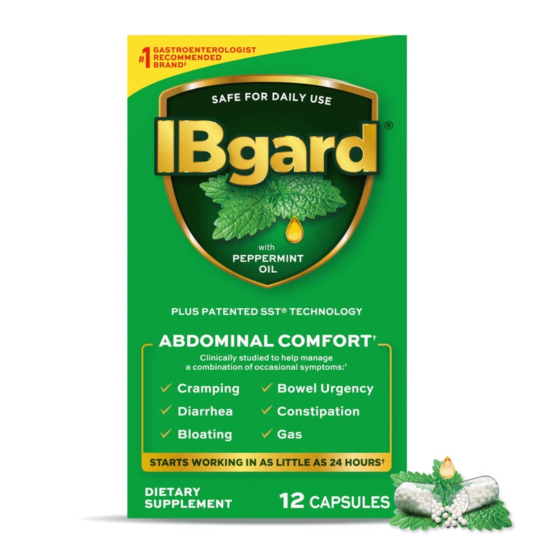 IBgard Gut Health Supplement Peppermint Oil Capsules for Abdominal Comfort 12 Capsules