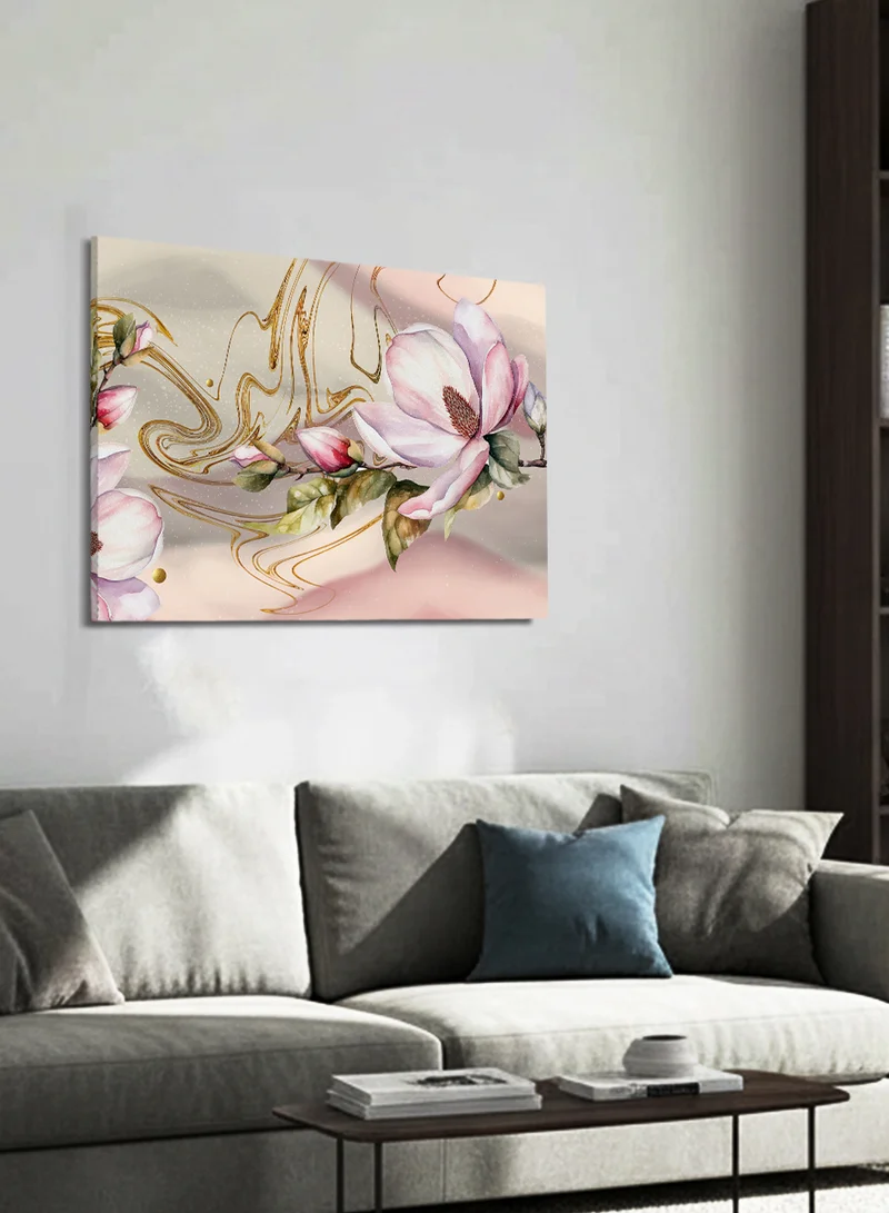 LOWHA Canvas Wall Art Stretched Over Wooden Frame with Abtract Flower Design