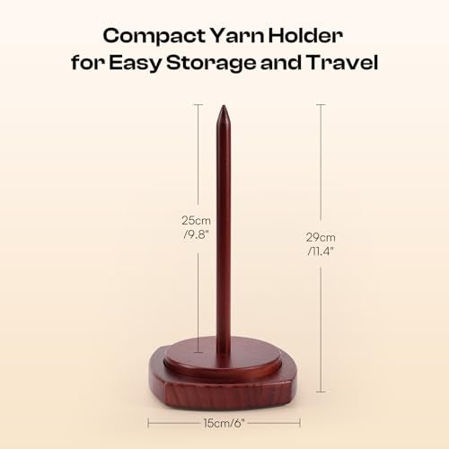 Caydo Wooden Yarn Holder for Knitting and Crocheting, Easy Install and Operate Yarn Spinner Holder, Yarn Spinner with Yarn Storage, Perfect Crochet Gift for Craft Enthusiasts - Brown - Image 2