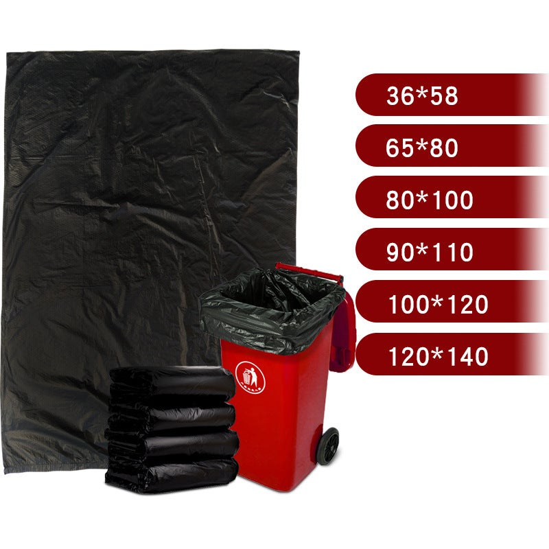 Plus Size Garbage Bag Flat Mouth Thickened Black 80 El Commercial Sanitation Property 90 Plastic Bag 100 Disposable - Image 3
