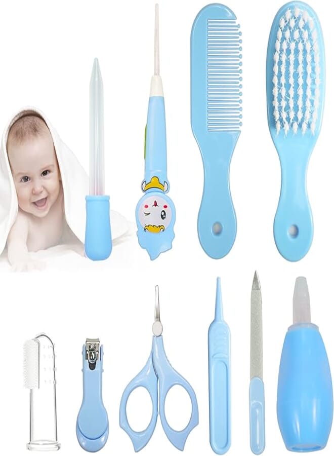 RoseFlower Baby Grooming Kit, 10 in 1 Portable Baby Basics Kit with Storage, Newborn Baby Health Safety Care Set for Infant Toddlers Care Keep Healthy and Clean (007)