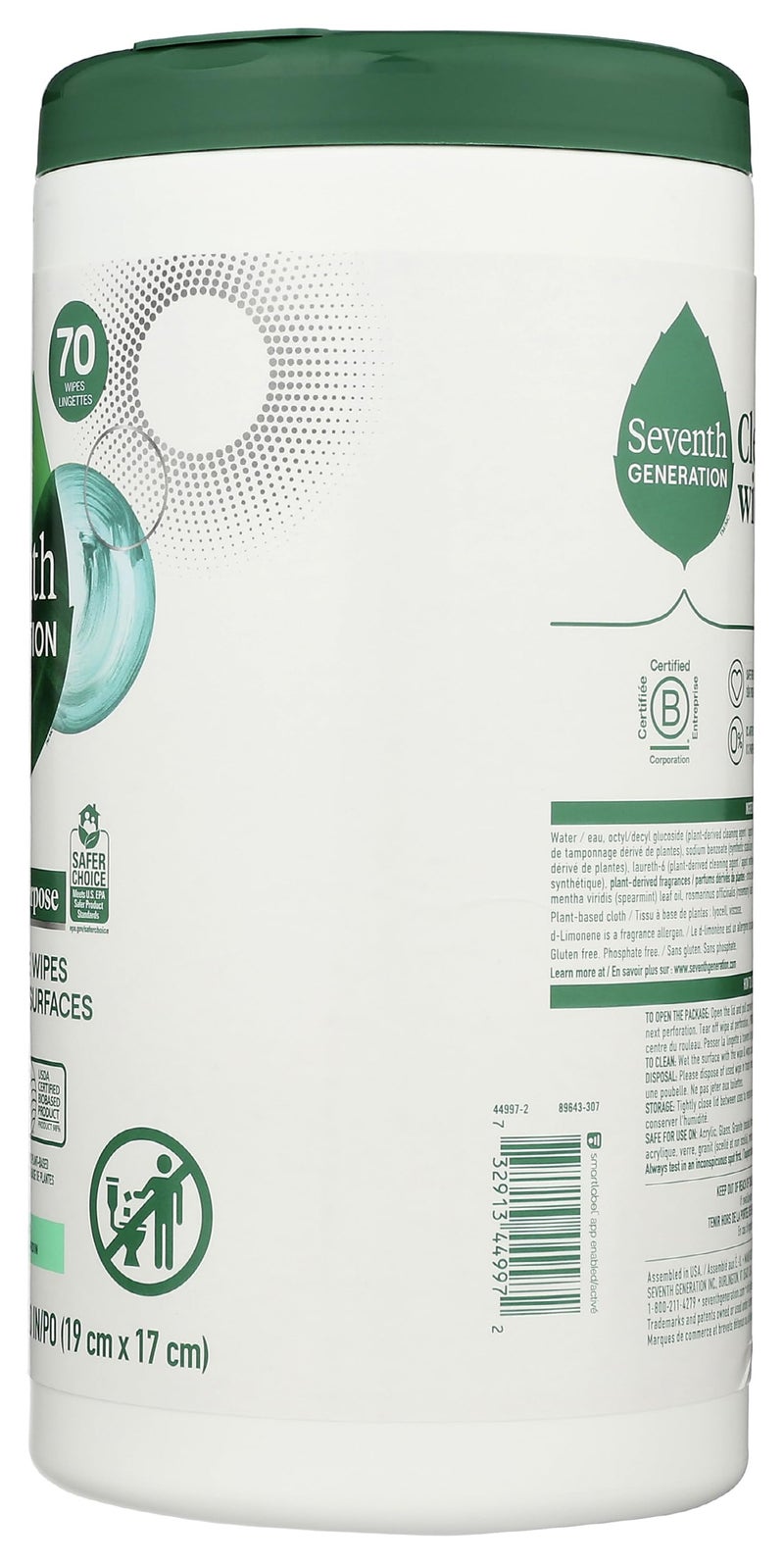 Seventh Generation Multi-Surface Wipes, Garden Mint Scented, 70 Count - Image 5