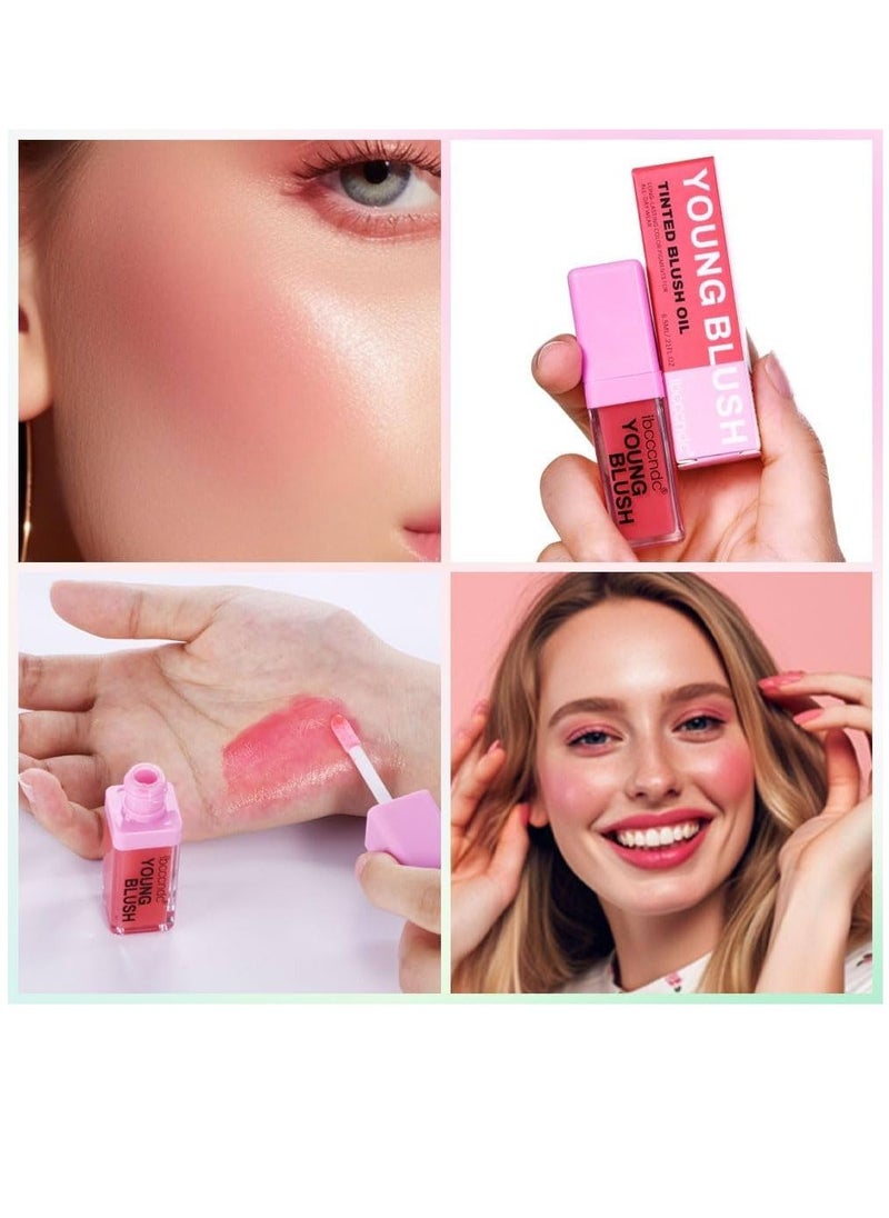 ibcccndc Tinted Blush Oil Liquid Blush for Cheeks Dewy and Natural Flush Finish Pink Blush Skin Tint Lasting Liquid Blush Oil Moisturizing Lightweight and Waterproof for All Skin Tones Liquid Blusher 6.5ml  - Image 5